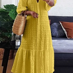 ʻO ka nui o 5XL VONDA ʻaʻahu wahine ʻaʻahu 2023 Summer Sexy V Neck pihi hapalua lima lōʻihi Maxi Vestidos Bohemian Elegant Party Robe