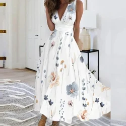Plus Kích Thước Voan Gợi Cảm Váy In Hoa Cho Nữ Mùa Hè 2023 Thanh Lịch Bohemian Áo Dài Nữ Quần Áo Đầm Vest Váy