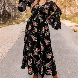 2023 Rochie de damă cu mâneci lungi, cu mâneci lungi, cu imprimeu de toamnă/iarnă
