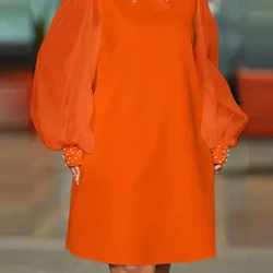 Katta o'lchamli 5XL VONDA oqlangan ziyofat ko'ylagi Ayollar to'rli patchwork modasi uzun yengli yoqa qisqa mini ko'ylak Casual qattiq vestidos