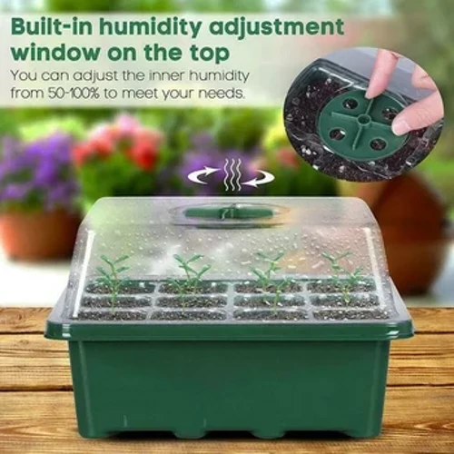 12 Sel Lubang Biji Tanaman Tumbuh Kotak Berkebun Sowing Tray Alat Pot Tanaman Pot Tanaman Hidroponik Sistem Tumbuh Dalam Ruangan