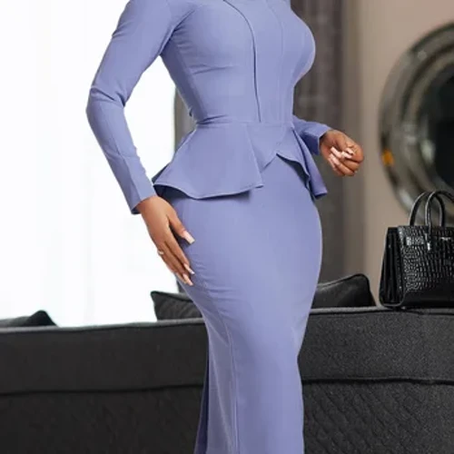 Goşmaça ululyk Güýz we Gyş Täze Uzyn ýeňli Elegant Ruffle Edge Slim Fit Aragatnaşyk Galam Köýnegi Goşmaça Ölçeg Aýallaryň Köýnegi