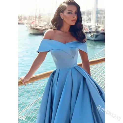 Fraen Elegant Party Kleeder Fir Weiblech Laang Prom Formell Kleeder Off-Schëller Hochzäit Plus Gréisst Vestido
