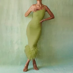 Aýal-gyzlar üçin moda mahabat köýnegi Jynsy bir eginli Halternek sütükli ýelekli ýelekli yubka Aýallaryň ýeňsiz partiýa köýnekleri Vestidos