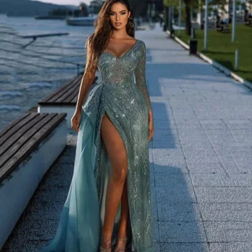 Gúnaí Afracacha do Mhná Cóisir Dashiki Éadaí Muinchille Fada Scoilte gúna Maxi Róbaí Éadaí Femme Afracach Gúna Sequins Afraic
