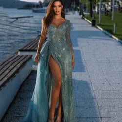 Mga Damit ng African Para sa mga Babae na Damit ng Dashiki ng Party na Mahabang Manggas Split Maxi Dress Robe Africaine Femme Damit Africa Sequins Dress