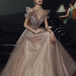 Gwanwyn Gwisgoedd Parti Noson Priodas Merched Slim Oddi Ar Yr Ysgwydd Ruffle Llewys Llewys Sgert Hir Prom Gwisg Ar Gyfer Merched Vestidos