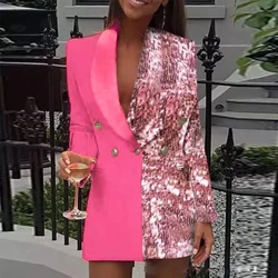 Nā lole no nā wahine 2024 Pāʻina lōʻihi lima hohonu V ʻāʻī Patchwork Bodycon Nā lole no nā wahine Nā lole kipa male no nā wahine Vestido