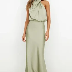 Robe de soirée à bretelles, tenue française de luxe, col en v, en mousseline de soie, couleur unie, sans manches, à la mode, jupe classique