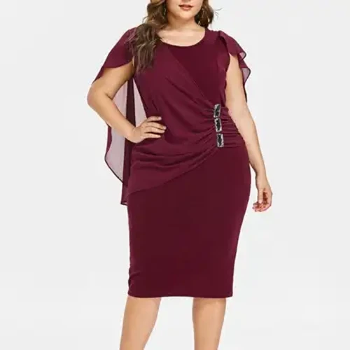 Phổ biến Đầm Bút Chì Co Giãn Xếp Ly Trang Trí Chống co Màu Nguyên Chất Oversize Ngắn Đầm Đầm Dự Tiệc Đầm Ôm