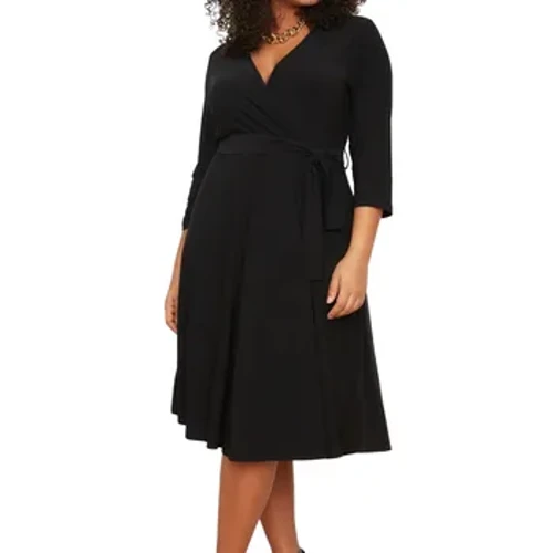 Trendyol Vestido feminino/menina liso midi longo casual slim plus size