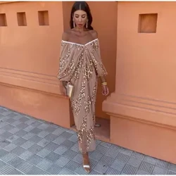 Strapless Pleated Sequins Dress Pambabae 2024 Bagong Fashion Lantern Sleeves V-Neck Lace Midi Dresses Pambabae Evening Party Vestidos