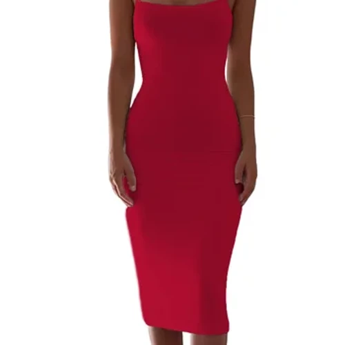 Merched Strap Sbageti Achlysurol Gwisg Hir Fain Haf Bodycon Sling heb lewys Di-gefn Ffrogiau Midi Benywaidd Du Gwyn Vestidos