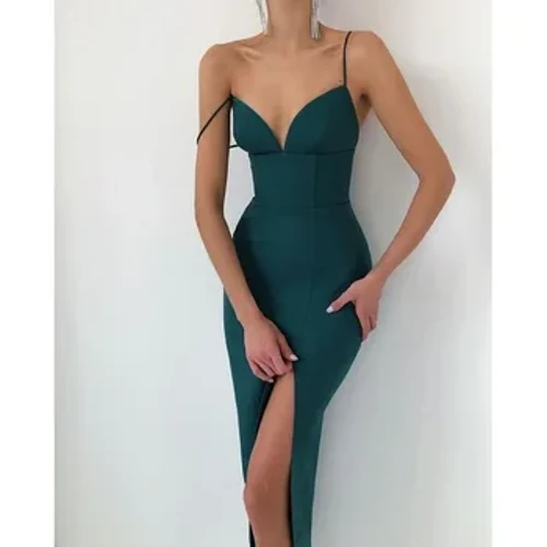 I-wsevypo I-Elegant High Slit Midi Bodycon Igqoka Abesifazane I-Sexy Spaghetti Straps Ingubo ye-Corset Ingubo ye-Club Party I-Vestidos Izingubo Ezingenamuva