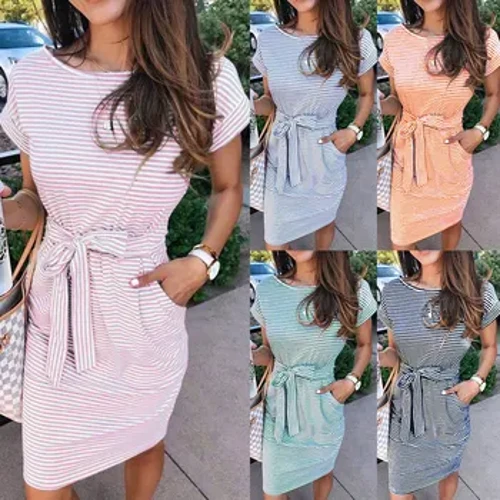 ʻO ka lole kāmeʻa wahine ʻo ka ʻāʻī o ka ʻāʻī pōkole me ka nui o nā kāʻei ʻeke ʻeke Sundress Cotton Summer Loose Midi Dresses