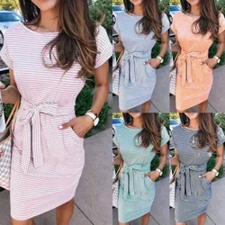 ʻO ka lole kāmeʻa wahine ʻo ka ʻāʻī o ka ʻāʻī pōkole me ka nui o nā kāʻei ʻeke ʻeke Sundress Cotton Summer Loose Midi Dresses