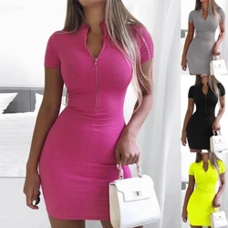 Kadın Bahar 2023 Yeni Sınır Ötesi Avrupa ve Amerikan Elbise Seksi Wrap Kalça Etek Kısa Kollu Fermuar mini etek