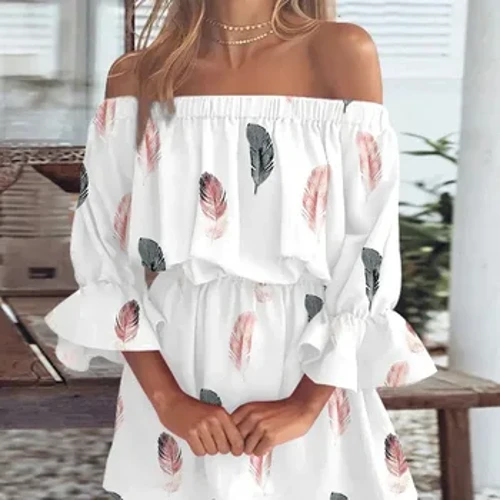 Neues sexy Damenmode One-Shoulder-Print Kleid