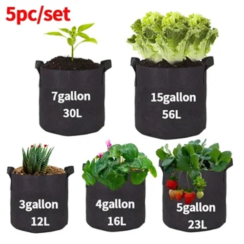 5 ud 3/4/5/7 gallon hazteko poltsak oihal feltroa lore-ontziak lorategiko barazkiak tomatea patata landare-ontzien poltsa