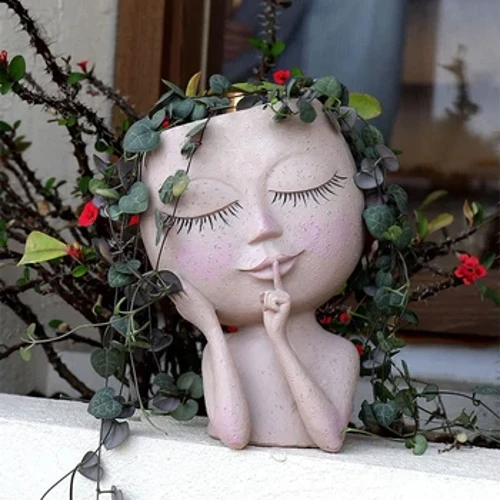 1pc Face Head Planters Succulent Plant Blumepot Harz Blummepot Harz Cactus Planters Gaart Dekor Kreativ Kaddo