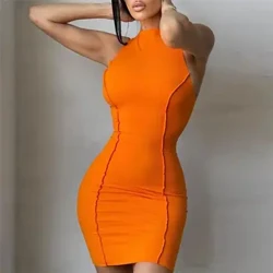 Mini abito aderente sexy senza maniche da donna Y2K ritagliato prendisole abito corto Beach Party Club Streetwear