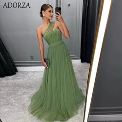 Adorza robe de soirée de mariage une épaule chérie dos ouvert fermeture éclair en Organza soyeux balayage Train robes de bal classiques