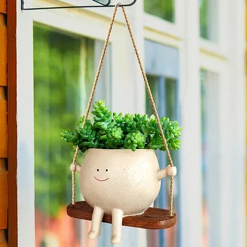 Chậu hoa Chậu treo tường Chậu trồng cây mặt xoay Chậu nhựa mặt cười Chậu trồng cây treo tường dễ thương Giỏ treo cây Đồ dùng làm vườn