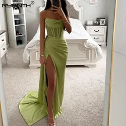 Ffrogiau Noson Merforwyn Hollti Ochr Ryanth i Ferched Gwisgoedd Prom Strapless Ffrogiau Enwog gyda gwisg Corset de soirée 2024
