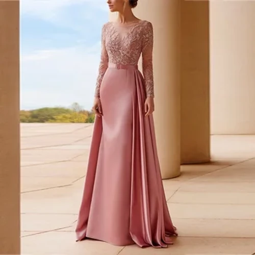 Nā ʻaʻahu nani o ka makuahine o ka wahine mare 2023 A-Line O-Neck Nā ʻaʻahu hoʻokipa male Appliques Ruching lole wahine no ka pāʻina male.