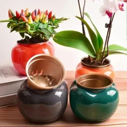 1 Set Great Hydroponics Vase 4 Faarwen Blummen Vase Dual Layer Non Deformation All-Zweck Automatesch-Bewässerung Blummenpot Dekor