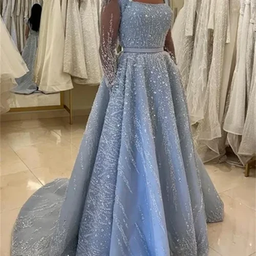 Izingubo ze-Sequins Lace Prom Izingubo Zomkhono Omude Zango-2024 Izingubo Zokugqoka Zabesifazane Ibhande elineDrag Circle Party Dress فساتين السهرة