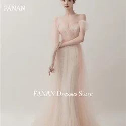 FANAN One-Shoulder One Fashion Tulle Nguo za Karamu ya zamani ya Jioni A-Line Kifahari Korea ya Rahisi ya Wanawake Nguo Rasmi za Tukio Gauni za Prom
