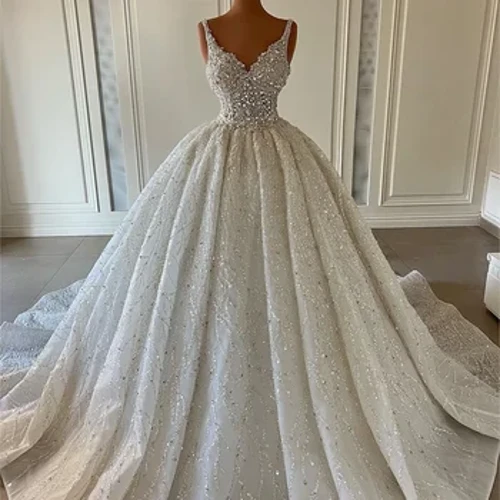 Hashamatli munchoqli to'y liboslari Ayollar uchun yengsiz kelin liboslari Robe De Mariee kelinlik liboslari Vestidos De Novia Custom