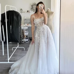 Izingubo Zomshado Ezinhle ze-Boho Izingubo Zomshado ze-Spaghetti Strap Lace Appliques Izimbali Ze-3D Izingubo Zomakoti I-Sweetheart Women Corset свадебное платье 2024