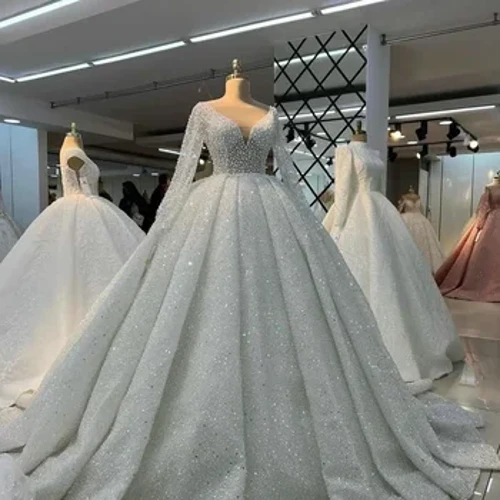 Izingubo Zomshado zikanokusho zeBhola V Entanyeni 2024 I-Arabic Dubai I-Tulle Amapharele Amapharele Abuhlalu Illusion Imikhono Emide Izingubo Zomakoti I-Vestido De Noiva