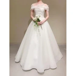 Elegant off The Shoulder A Line Brudekjoler Simple Lang Vestidos De Novia 2023 Ny Sukienka Na Wesele Custom Made Plus Size