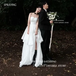 SPRAYING-vestidos de novia simples sin tirantes, sin mangas, hasta el suelo, cola de barrido, corte en A, sesión de fotos, vestido de novia de Corea