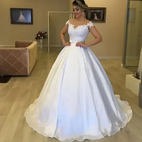 Izingubo Zomshado Ezintsha Zango-2024 ze-O-Neck ezimfushane zebhola lebhola le-Vestido De Noiva
