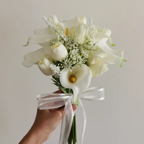 Bouquet da sposa Artificiale Calla Lily Bouquet da sposa con fiori per damigella d'onore Fiori nuziali Accessori da sposa