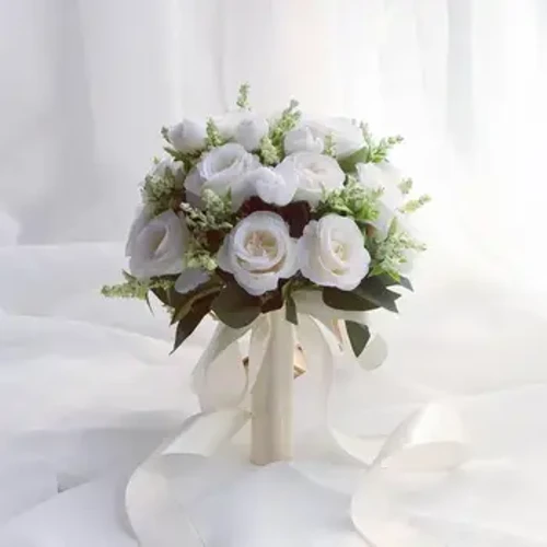 Tusw priodas morwyn briodas blodau sidan gwyn rhosod artiffisial priodferch artiffisial mariage tusw ategolion priodas