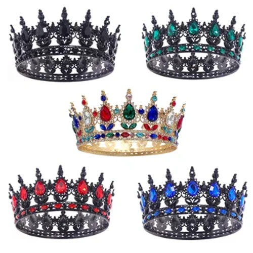 Vintage Μπαρόκ Queen King Bride Tiara Crown για Γυναικεία Κεφαλόπουλα Νυφικό γάμου Τιάρες και στέφανα Αξεσουάρ κοσμημάτων μαλλιών