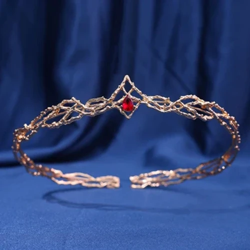 Elves King Crown Tiara Waterdrop Cirkon Okrogel Naglavni trak Poročni Poročni Dodatki za Lase Nakit Cosplay Pokrivala Žensko Darilo