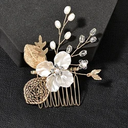 Pengantin Pernikahan Aksesoris Rambut Bunga Rhinestones Mengkilap Rambut Sisir Perhiasan Wanita Perak Emas Pengantin Headpiece Pesta Pengiring Pengantin