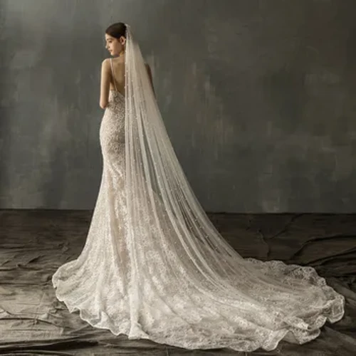 Véu de noiva com contas de pérola macia de uma camada de 230 cm com pente capela véus casamento acessórios de casamento
