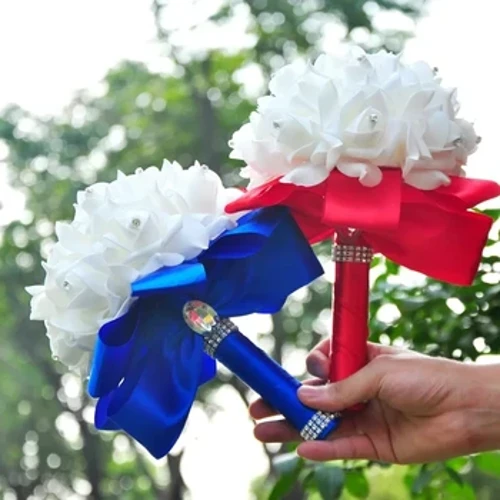 Brautstrauß Hochzeitsblumen Schaumrosen Seide Braut Brautjungfernhalter weiße Hochzeitsaccessoires
