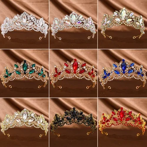 1 Stück Vintage Barock Tiara Krone Leichte Luxus Brauthochzeit Kristall Königin Tiara Strass Krone Haarband Haarschmuck für B