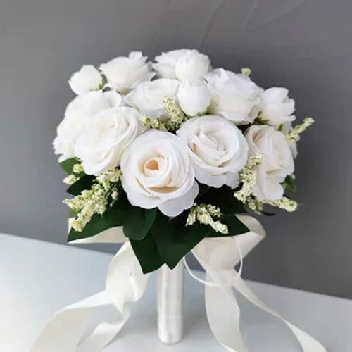 Gelin gelin toý buketi Ak ýüpek gül gülleri emeli gelin butonniere çeňňek Mariage buket toý esbaplary