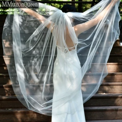 Mmq m92 véu de casamento branco 1 camada tule macio off-white comprimento da ponta do dedo véus de noiva mulher acessórios de casamento frete grátis