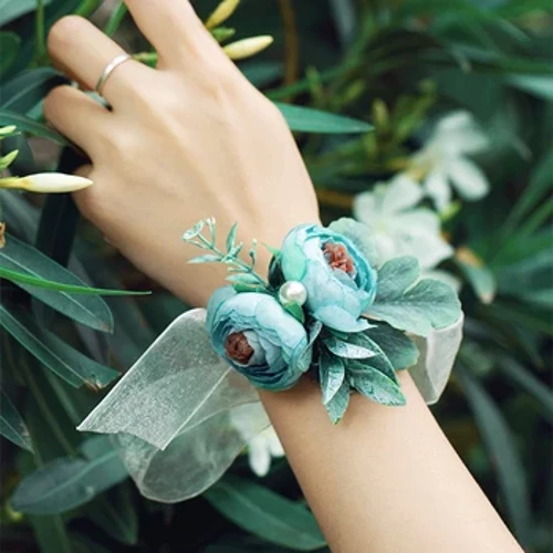 Cô Dâu Phù Dâu Cổ Tay Hoa Mô Phỏng Ngọc Trai Hoa Hồng Ruy Băng Vòng Tay Thời Trang Cưới Cung Cấp Phụ Kiện