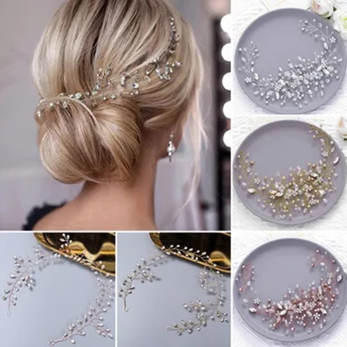 Pha Lê Cưới Lược Chải Tóc Thần Kỳ Nữ Mũ Trùm Đầu Phụ Kiện Hoa Cô Dâu Mũ Trụ Kẹp Cô Dâu Món Quà Trang Sức